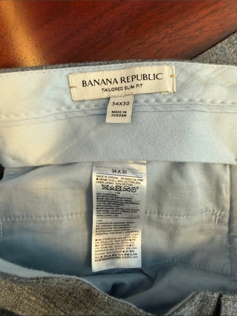 Banana Republic Grey Cotton & Linen Textured Dress Pants NWOT 34X30